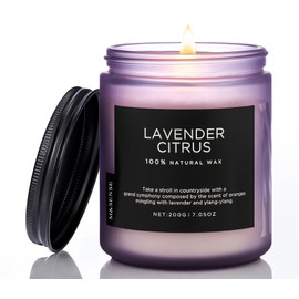 M&SENSE Lavender Citrus Scented Candle, Natural Soy Candles for Home Scented, Stress Relief 7.05oz 50H Burn Time Aromatherapy Candle Gift for Mom Friends Teacher, Classic Jar Candle for Spa Bath Yoga