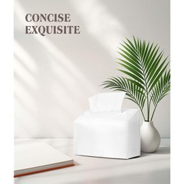 Livelab Paper Towels Cover Compatible with Kleenex Disposable Paper Hand Towels, PU Leather Tissue Box Holder Dispenser for Tabletop, Bathroom, Car, Office (White)