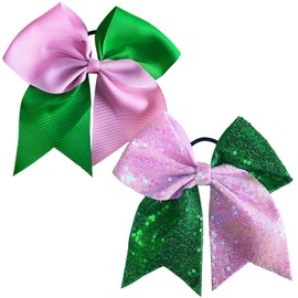2 Piece Witch Hair Bows for Women and Girls, Pink & Green Cute Bow,Sparkly Hair Accessories for Cosplay (Pink and green 2)