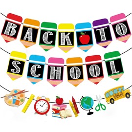 Neyeidru 3pcs Back to School Banner Decorations Welcome Back Banner Decor for Classroom Office Hallway for Children Kids Celebrating First Day of School Party Decor