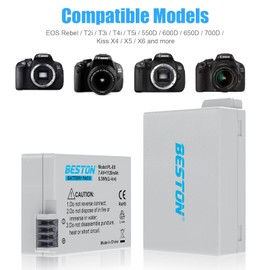 BESTON 2-Pack LP-E8 Battery Pack and Rapid USB Charger for Canon EOS Rebel T2i T3i T4i T5i Cameras