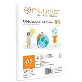 Pack of 80g A5 Sheets, 250 Sheets of White Multifunction Paper for School and Laboratory, Ideal for Laser Printers, Inkjet Printers or Copiers - Ofituria