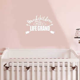 Inspirational Cheer Up Gifts for Friends Grandchildren Make Life Grand Wall Decals White for Bedroom Nursery Decor Kitchen Dining Bathroom Wall Decor Vinyl Easy to Remove Weather Resistant