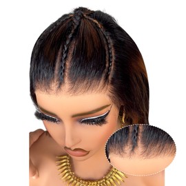 AMIRTY Wear&Go Glueless Braided Wigs Human Hair Pre Plucked for Women Ombre Highlight Straight Lace Front Wigs Human Hair Pre Plucked Pre Cut 9x6 HD Lace Front Wigs Human Hair Bleached Knots20Inch