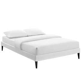 Modway Sharon Vinyl Bed Frame with Squared Tapered Legs, Full, White