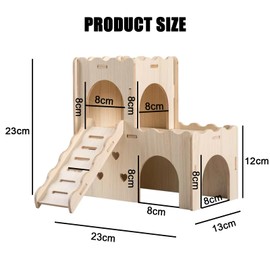 TOKAYIFE Hamster House, Wooden Pet Small Animal Hideout Hut, Natural Living House Cage Décor for Syrian Hamsters Dwarf Hamster Gerbil Rat Chipmunk (MZ-135)