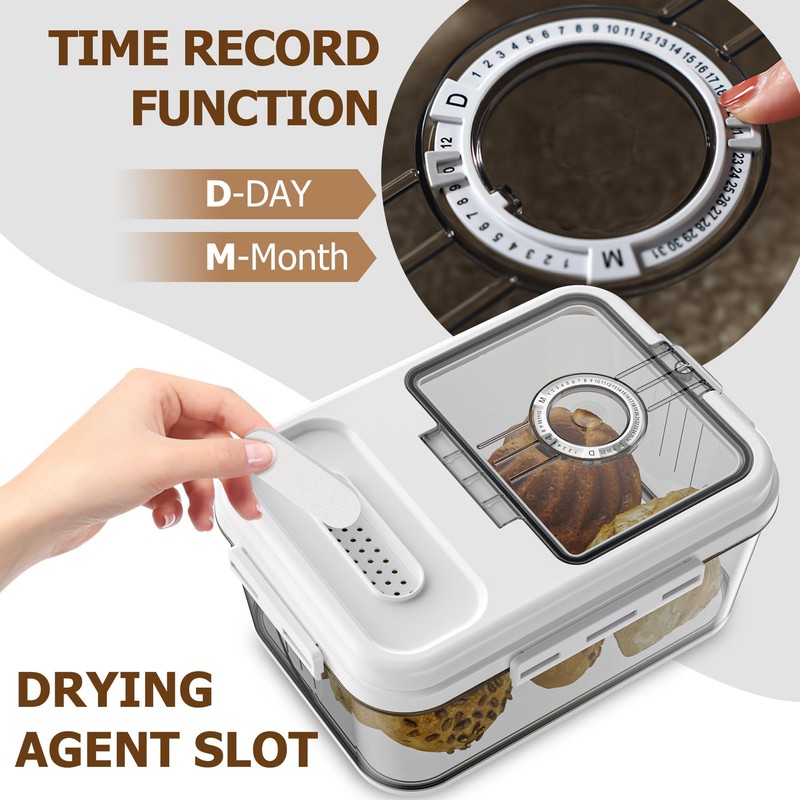 Olimingse Bread Box For Kitchen Countertop, Airtight Bread Storage Container,