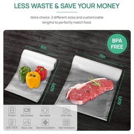 Vakumar Vacuum Sealer Bags 2 pack 11''x60' Rolls for Food, Seal a Meal, Commercial Grade, BPA Free, Commercial Grade, Great for Storage, Meal prep and Sous Vide