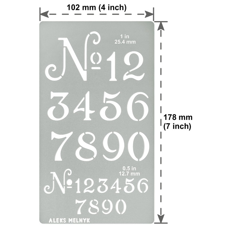 Aleks Melnyk No.452 Metal Stencil, Small Number Stencil, Size 1in