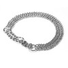 Silver Dog Choker Collar,3 Rows Stainless Steel Dog Chain Chew