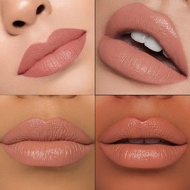 CHARMACY Flattering Nude Lipstick, Hydrating Tinted Metallic Finish Matte Lipstick for Women, Creamy Texture, Long Lasting, Waterproof, Vegan & Cruelty Free #01