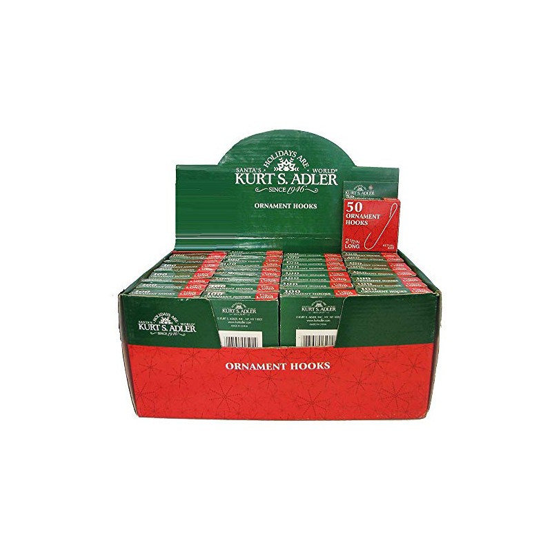 Kurt S. Adler 2.5-Inch Christmas Ornament Hooks, 50 Piece Set