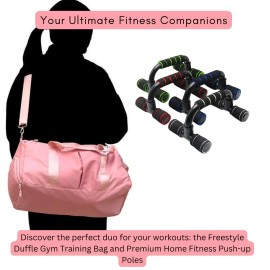vigor Gym waterproof training bag & Home Fitness Push-up Pole Workout Handle Pack - 3 Combo Pack