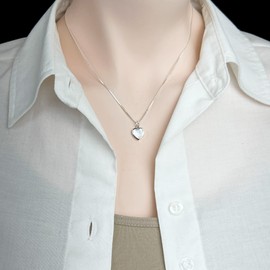 Sterling Silver Heart Necklace, Mother of Pearl Heart Pendant Necklace, Gift for Women (18 inches)