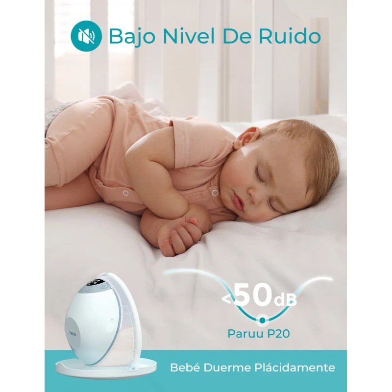 Paruu P20 Extractor de Leche Eléctrico Portátil 2 Unidades, Extractor