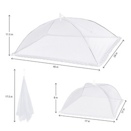 LYDTICK 10Pack Mesh Food Covers for Outside Outdoors Pop-Up Umbrella Screen Food Covers Bulk, 2 Extra Large (40"x24") & 8 Large (17"x17") Collapsible Reusable Picnic Table Fruit Nets for Camping, BBQs