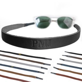 Northwind Supply Monogrammed Leather Sunglass Strap - Premium Full Grain Leather Glasses Strap - Customizable Sunglass Strap for Men - Versatile & Durable Sunglasses Retainer (Chocolate).