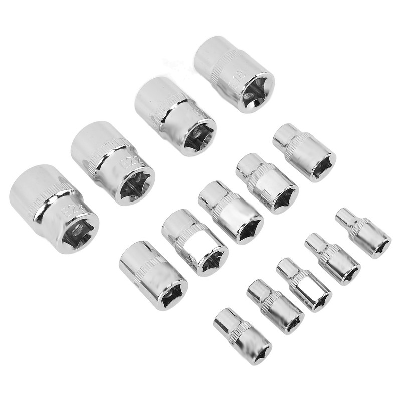14Pcs E Star Socket Set Chrome Vanadium Steel Portable External