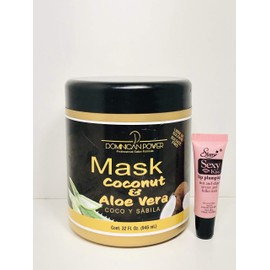 Dominican Power Mask Coconut & Aloe Vera 32 fl oz - Free Starry Lip Plumping Gloss 10 ml