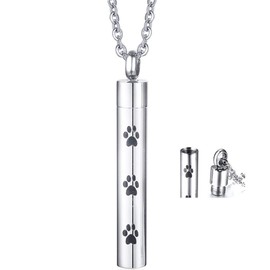 Jude Jewelers Stainless Steel Pet Dog Puppy Memorial Cremation Ash Urn Pendant Necklace (Silver)