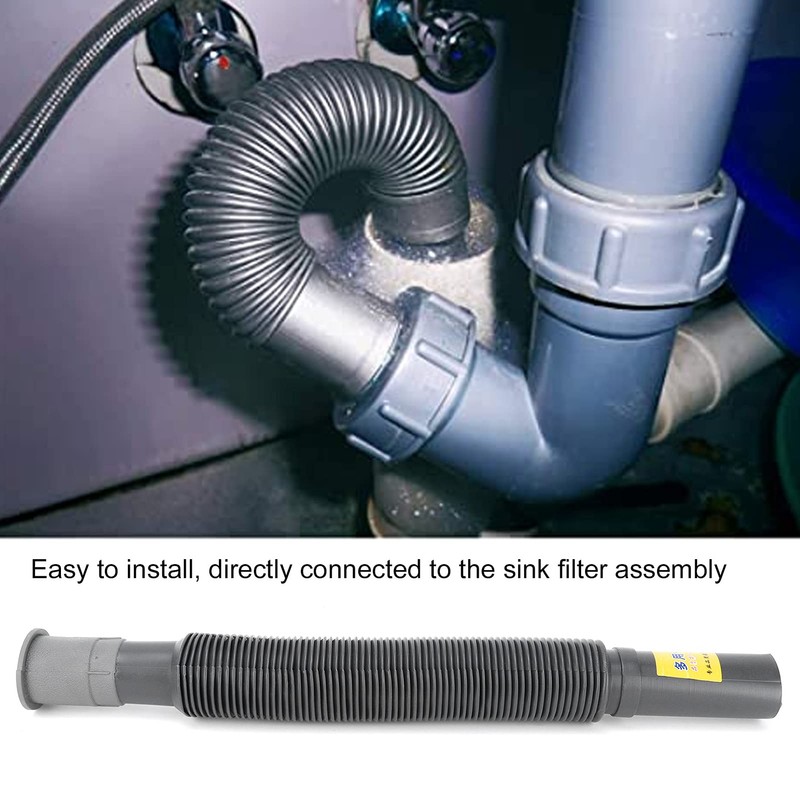 Sink Drain Pipe, Extension Flexible Plastic Angle Drain Pipe Exhaust