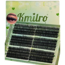 Kmilro Fluffy Lash Clusters 14-20mm Volume Cluster Eyelash Extensions D Curl Thick Eyelash Clusters 480pcs Waterproof Wispy Individual Lashes Soft False Eyelashes DIY Lash Extension (150D+180D+200D)