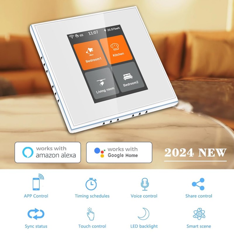 LANBON L8-HS4 LCD 4 Gang Smart Light Switch works with