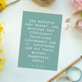 Mr. & Mrs. Panda Postkarte Spruch 99. Geburtstag Freude - Geschenk, wunderbare Jahre, Handarbeit, Geburtstagskarte, Erinnerungsgeschenke, Geschenke