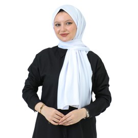 Prien Hijab For Women Muslim Lightweight Scarf Head Scarves For Girls Islamic Long Headscarf Chiffon Shawl Prayer Set Ramadan (White)
