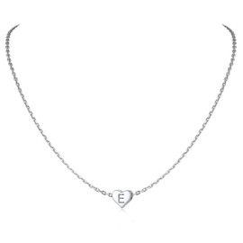 Silvora 925 Sterling Silver Heart Initial Necklace,Dainty Heart Pendant Letter Alphabet Necklace for Women,Letter Necklace Charms with Delicate Packaging