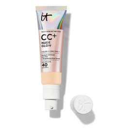 It Cosmetics CC Cream Nude Glow con Protector Solar FPS 40 + Suero Iluminador – Base de maquillaje con Niacinamida, Ácido Hialurónico, Cobertura Alta,