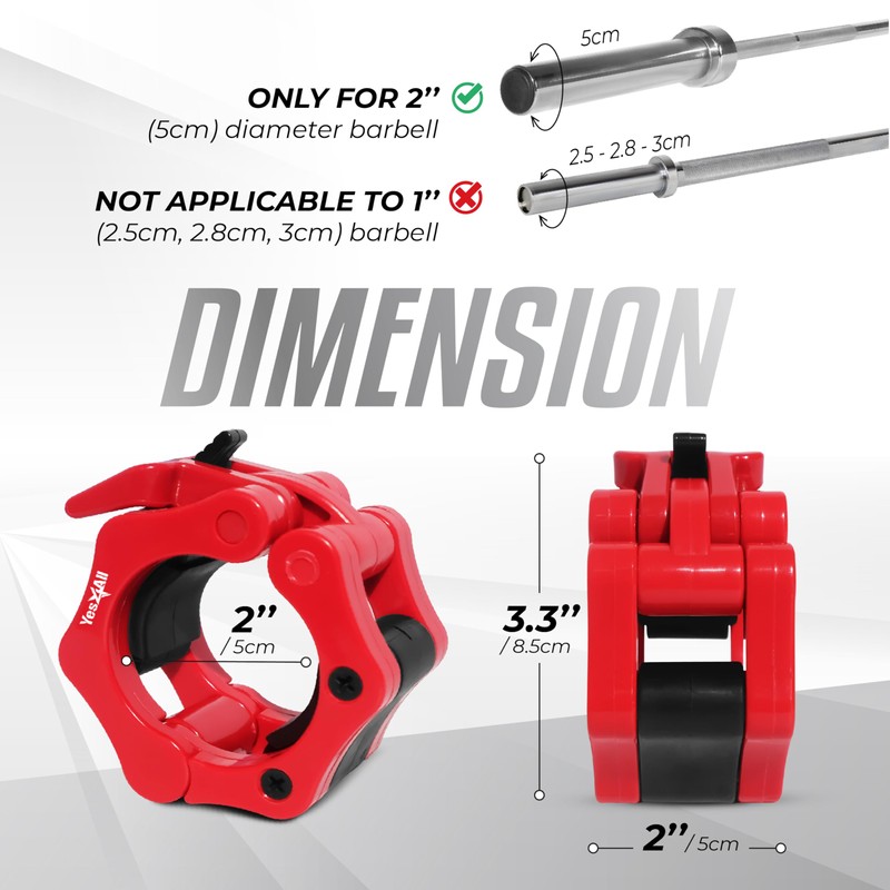 Yes4All 2 Inch Barbell Clamps Pair, Pro Lockjaw Collar Set