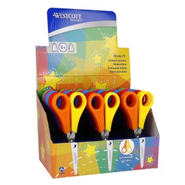 Westcott E-2151S Forbici bambino con punte per destrimano e mancini, 13 cm, 30 pezzi assortite scala 5 cm