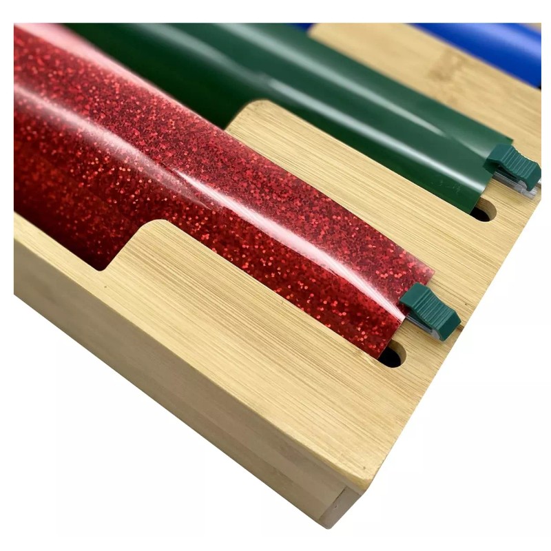 HELIA Bamboo Kitchen Wrap Organizer | Wall Mounting Foil and