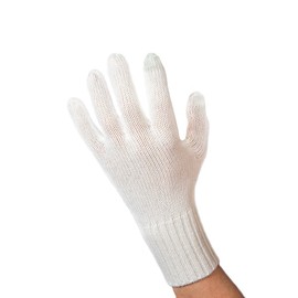 CASH-MERE.CH Elegant 100% cashmere gloves, touchscreen suitable for men and women (S/M and L/XL), Snow white