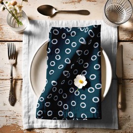 Vargottam Modern Dot Print Cotton Napkins - Set of 12, 20x20 Inches, Blue Cloth Napkin, Perfect for Farmhouse Dining, Table Décor, Seaside Vibe Theme - Machine Washable