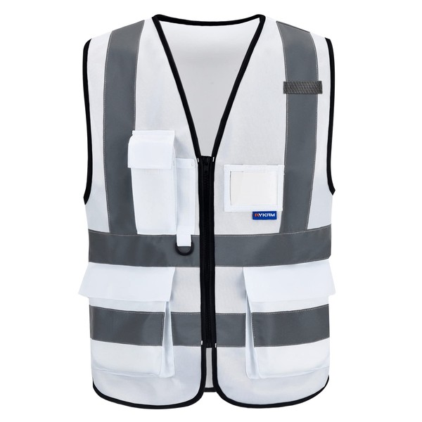 A-SAFETY XSmall White High Visibility Safety Vest with 4 Reflective