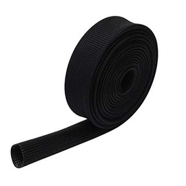 AC PERFORMANCE 1/2" ID Black Fiberglass Heat Shield Sleeve 13mm Inner Diameter Hot Rod Sleeve Roll for Fuel Hose Line, Expandable Braided Cable Spark Wire Sleeving, 2 Feet (0.61 Meter)