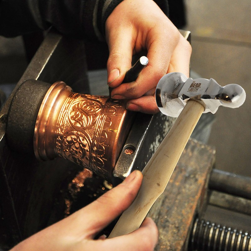 The Beadsmith Two-Sided Chasing Hammer - 10.75 Inches Wooden Handle,