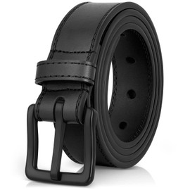 ITAY Metal Free Leather Belt - 34 mm - Hypoallergenic - Airport Friendly Nickel Free Strong New Buckle for Men (Black, 33"/85cms)