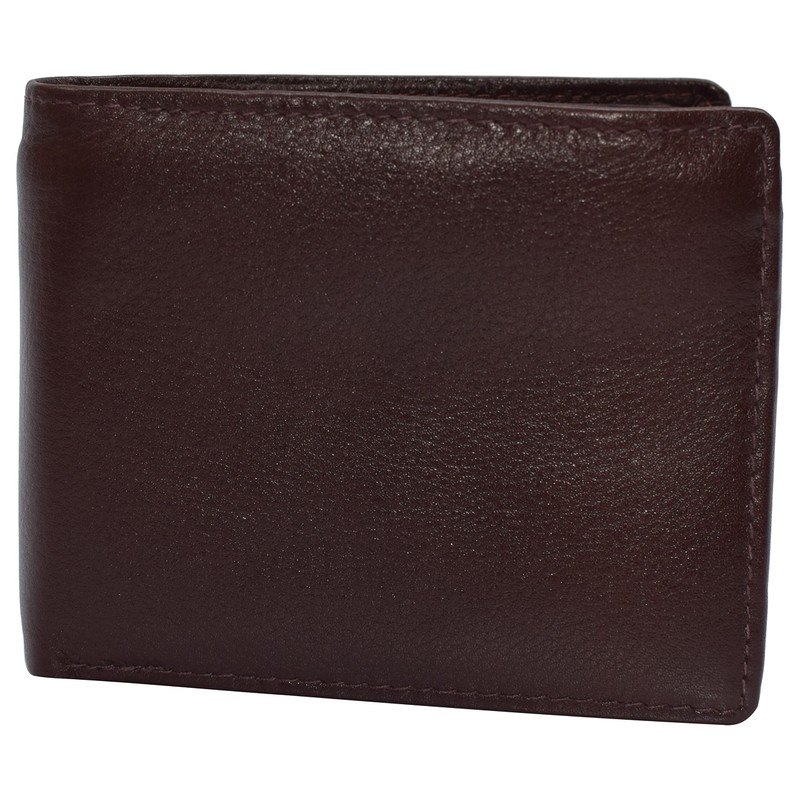 MARSHAL RFID Blocking Men's Bifold Leather Wallet With Double Center