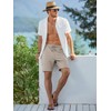 Elegancity Men's Drawstring Elastic Waist Texture Summer Shorts Stretch with