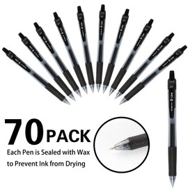 Black Gel Pens, 70 Pack Shuttle Art Retractable Medium Point Rollerball Gel Ink Pens Smooth Writing with Comfortable Grip for Office School Home Work