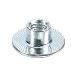 uxcell M6 T-Nuts, 50pcs Carbon Steel Tee Nut Round Base Weld Nuts 8mm Height Through Hole Flange Insert Female Thread Plate Nuts, Silver