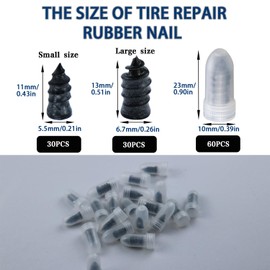 Bntyok 60 Pcs Tire Repair Rubber Nail, Tire Repair Nail Tire Repair Rubber Screws Fast Tool Self-Service Tire Repair Nail Vacuum Suitable for Car Motorcycle Jeep Tire Puncture Repair