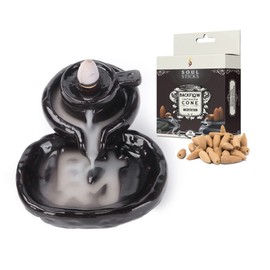 SOUL STICKS Backflow Incense Holder Burner Waterfall Fountain for Home, Office, Yoga, Room Decor & Aromatherapy with 1 Pack of 10 Backflow Fragrance Cones Included (Teapot)