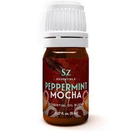 Sz Essentials - Peppermint Mocha Essential Oils Blend for Diffuser 100% Pure, Essential Undiluted Oil - Extracted from Peppermint, Coffee, Cocoa with Vanilla Overtones - Plant Based - 0.17 Fl Oz (5ml)
