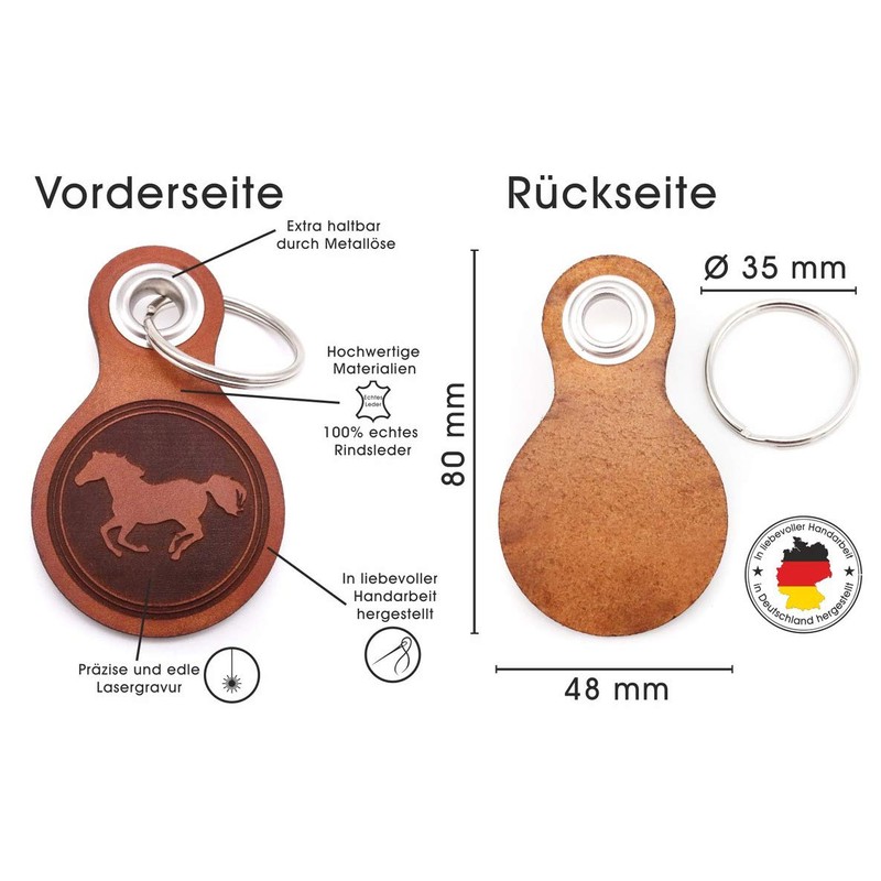 Samunshi® Leather Keyring with Engraving with Various Motifs Gifts Made