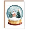 Wee Blue Coo Winter Cabin Trees Snow Globe Festive Fun