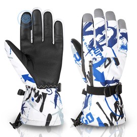 American Trends Guantes De Invierno para Niños, Impermeables, con Bolsillo con Cremallera, Guantes De Esquí para Nieve, para Niños Y Niñas, Resistentes Al Viento, Grandes